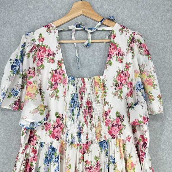 Seraphine Maternity Dress Womens 16 Floral Smocked Nursing Midi Spring Summer - Picture 6 of 16